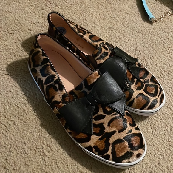 Kate Spade Leopard Print Slip-On Sneakers with Black Bow - Picture 2 of 7